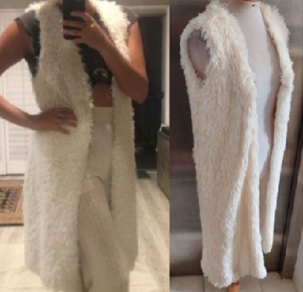 Subliiiiime ❤️ ❤️ ❤️ ❤️ kimono long en fausse fourrure sans manches avec deux fentes sur les côtés de FOREVER21 taille 36/38 