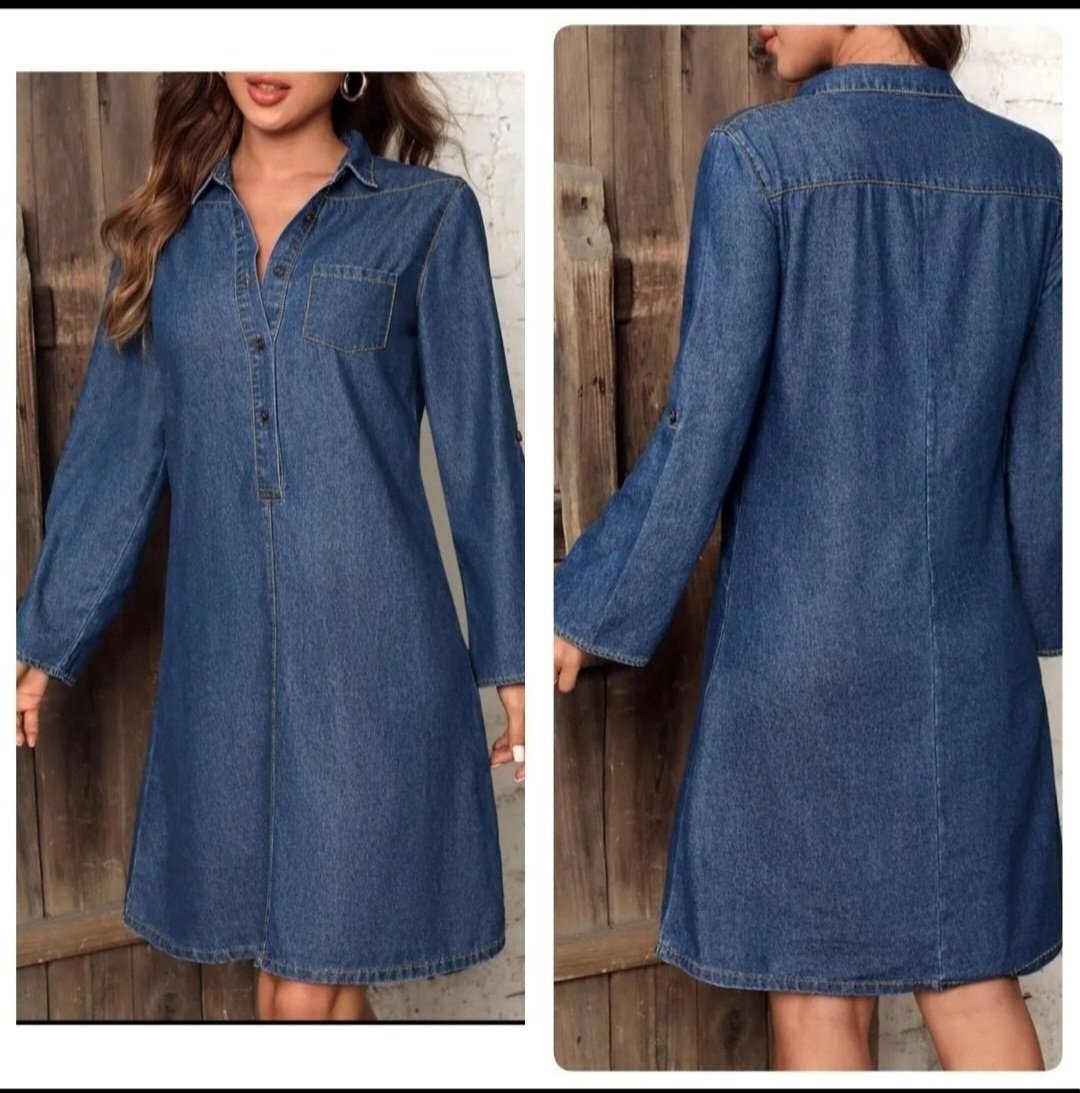 Subliiiiime❤️❤️❤️❤️❤️ robe en jean 65% cotton à manche réglable neuve couleur bleu brut taille 38 neuve jamais portée 