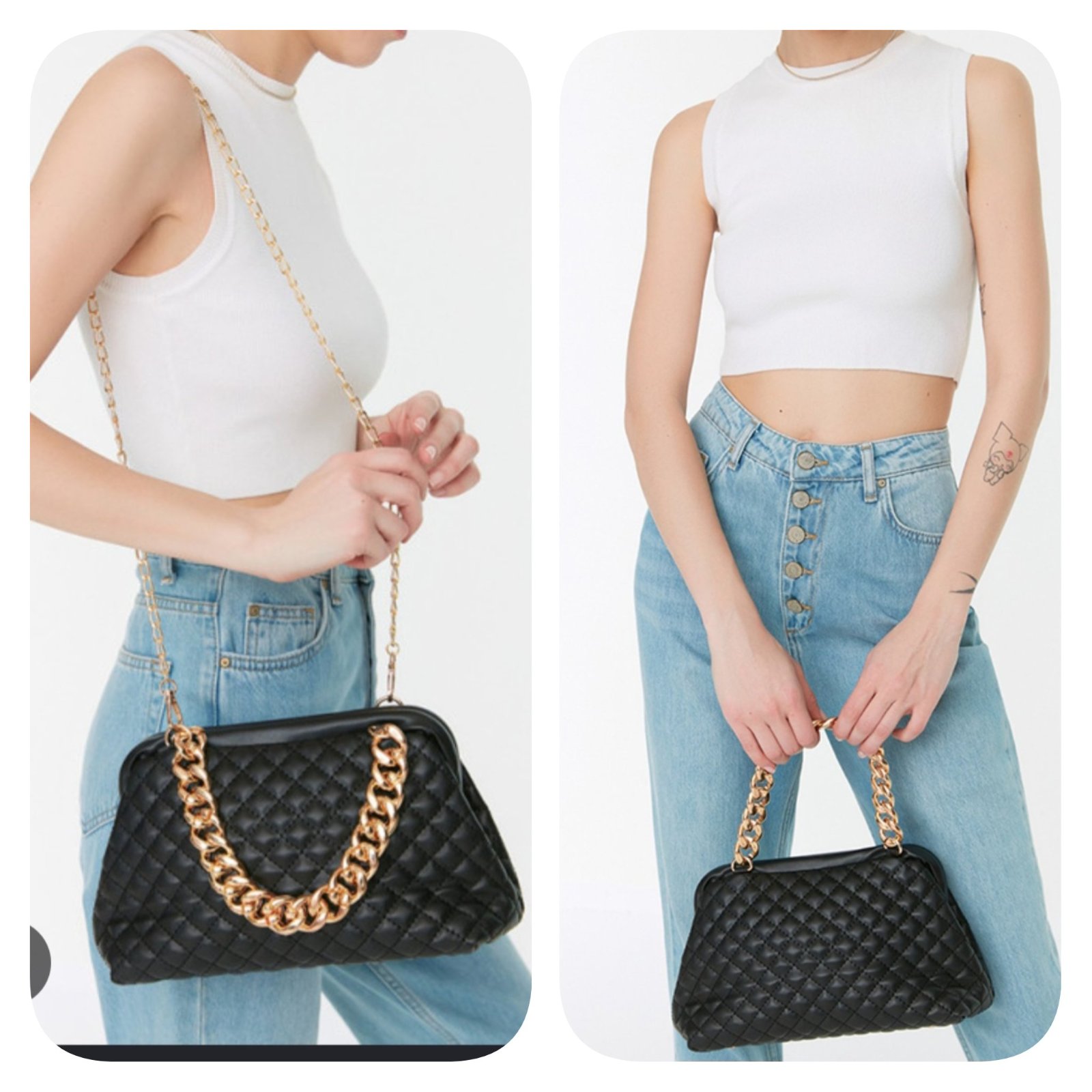 Subliiiiime ❤️❤️❤️❤️❤️❤️3en1 sac à main 🌹pochette🌹 et sac à bandoulière à anse doré🌹 fashion 
