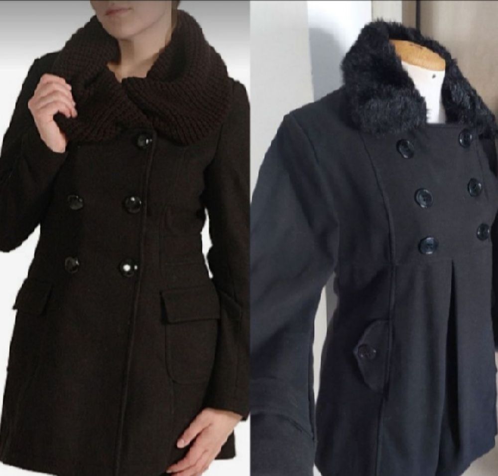 Subliiiiime ❤️ ❤️ ❤️ ❤️ veste manteau évasée en laine double boutonnages col en fausse fourrure taille 38