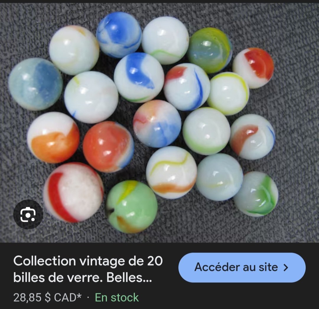 Subliiiiime❤️❤️❤️❤️ jeux de billes❤️ collection vintage 130 billes rares multicolores en verre et en céramique importé d Espagne couffin inclus 