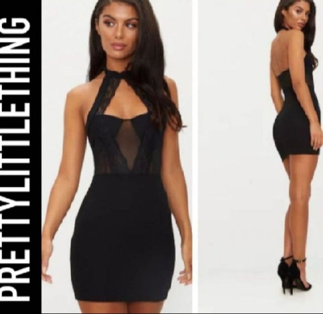 Subliiiiime ❤️❤️❤️❤️❤️robe moulante col en dentelles dos nu de PRETTYLITTLETHING taille 40