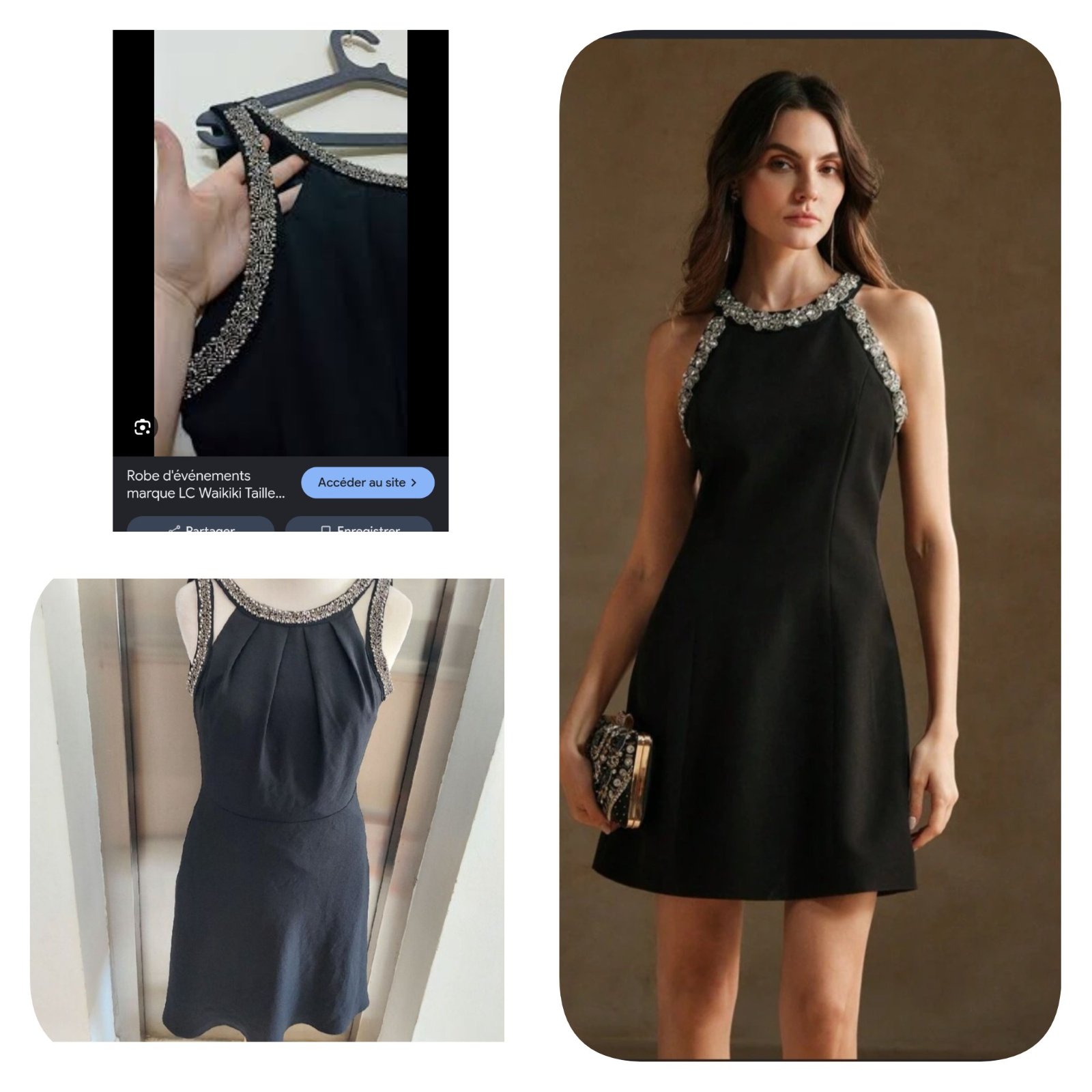 Subliiiiime❤️❤️❤️❤️ robe de soirée évasée à détails brillants argentés de LCWAIKIKI taille 36