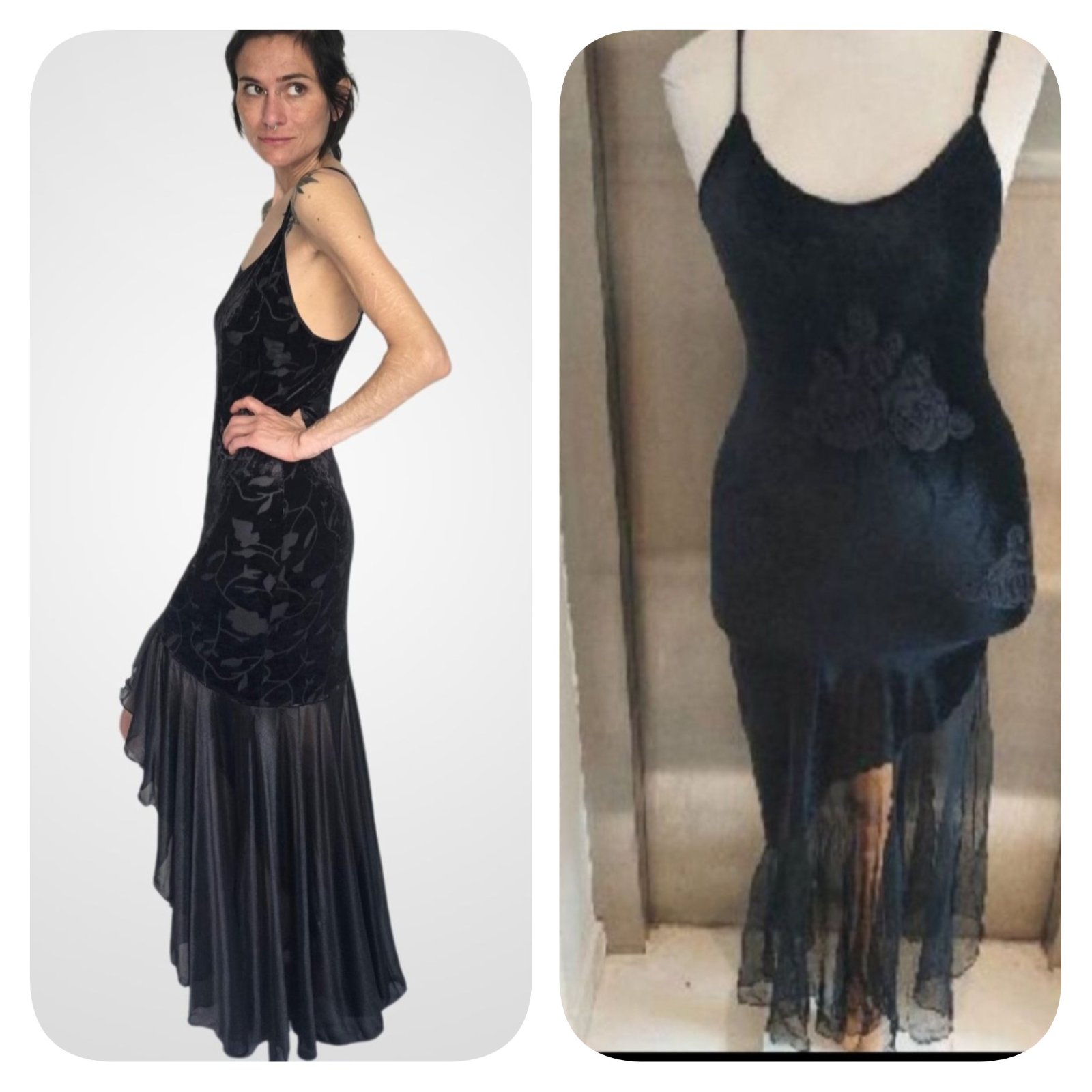 Subliiiiime ❤️❤️❤️❤️❤️robe longue en velour à motifs moitié transparente fashion taille 36/38