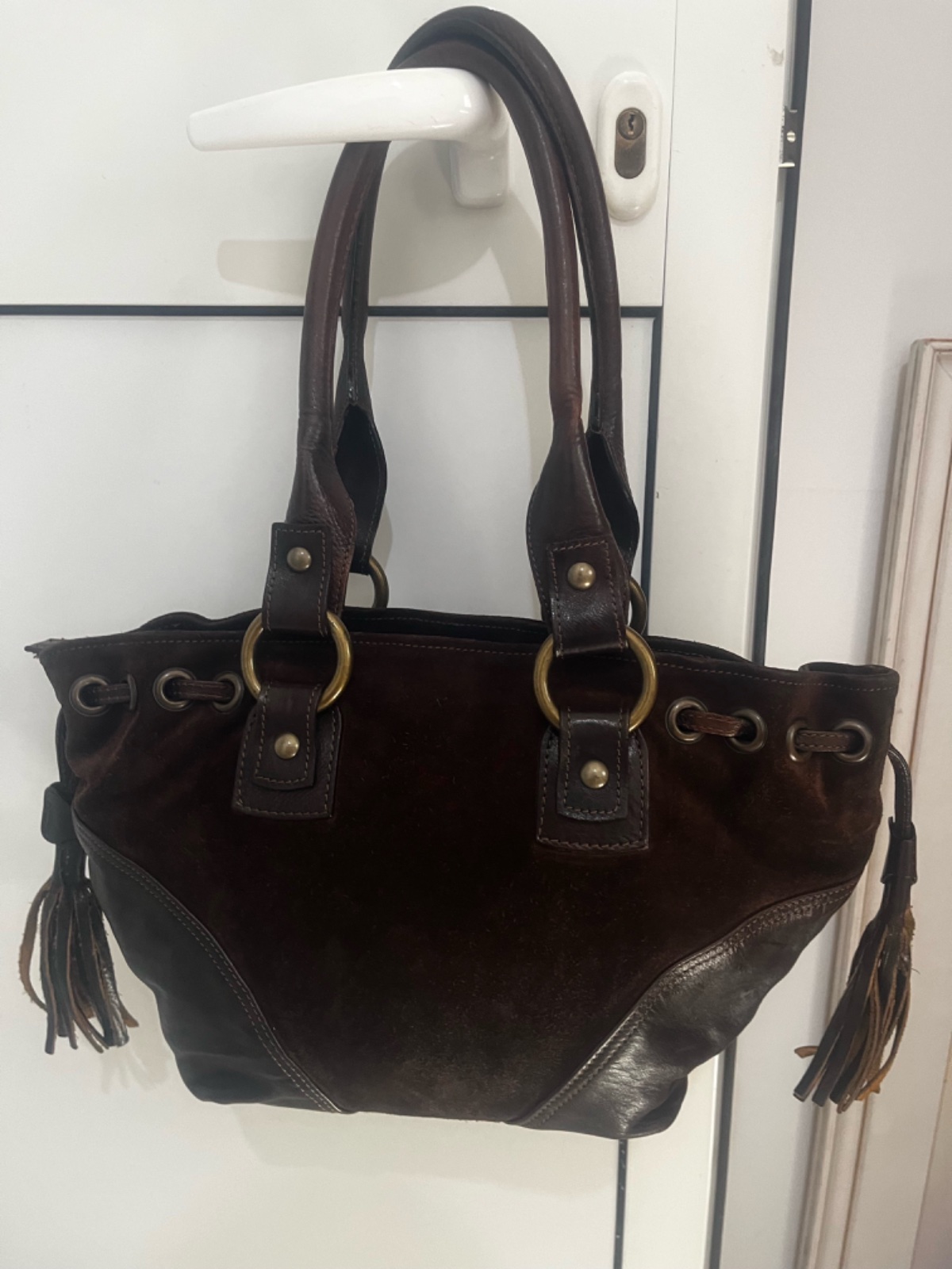Magnifique sac en cuir et daim