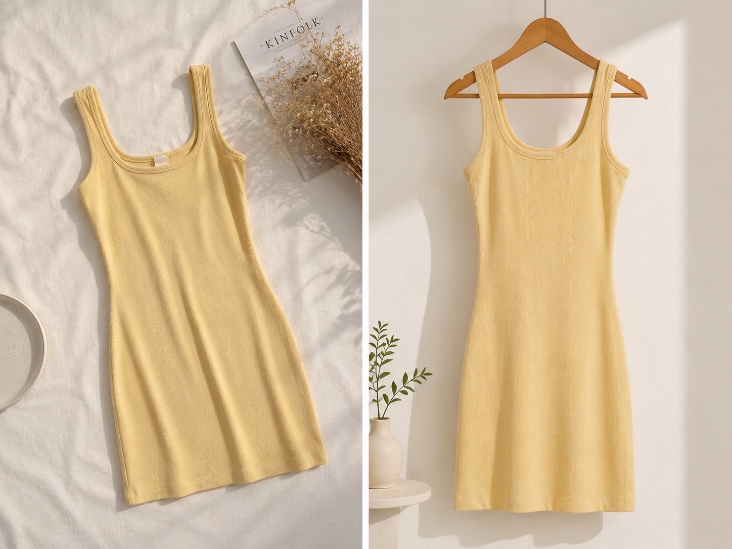 Robe jaune pastel     Coupe ajustée