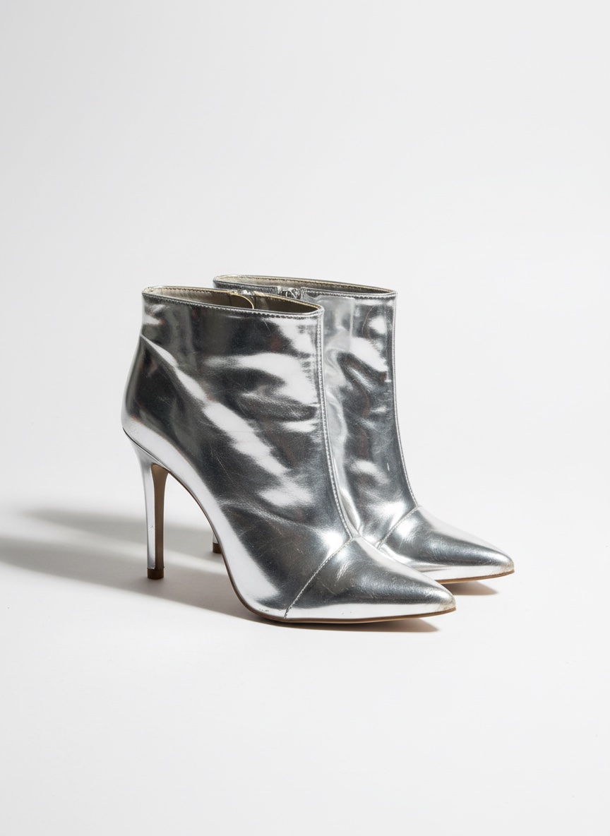 Bottines argentées effet miroir - ultra tendance 