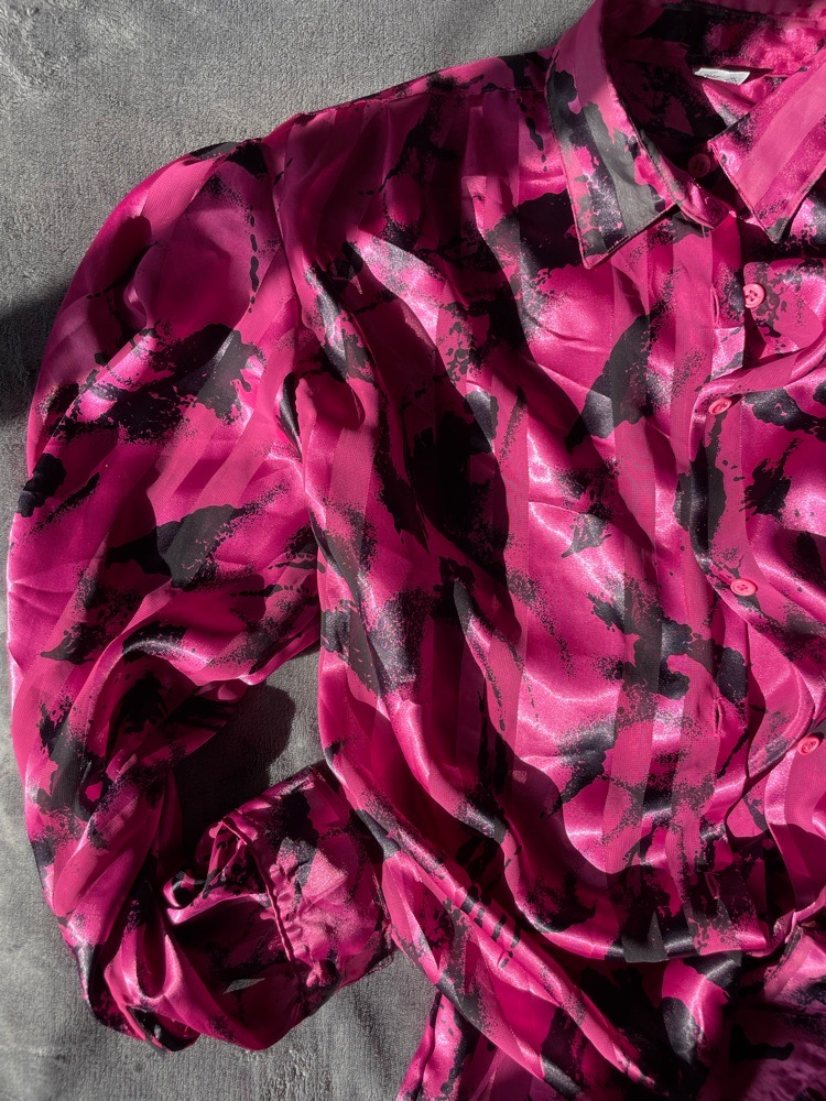 Chemise rayée rose Fushia très chic 💖🖤