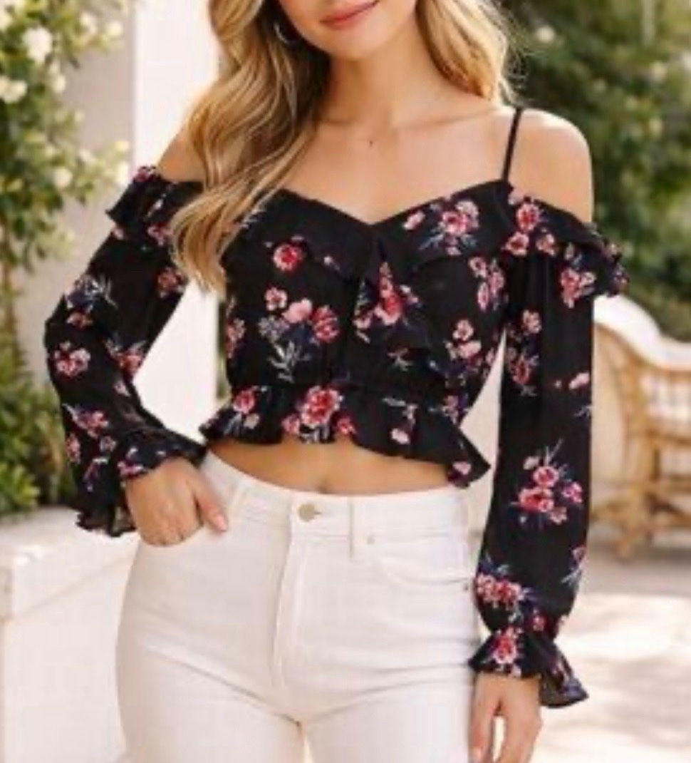 Magnifique Crop Top Épaules Dénudées Marque DIVIDED (par H&M) - Taille 34