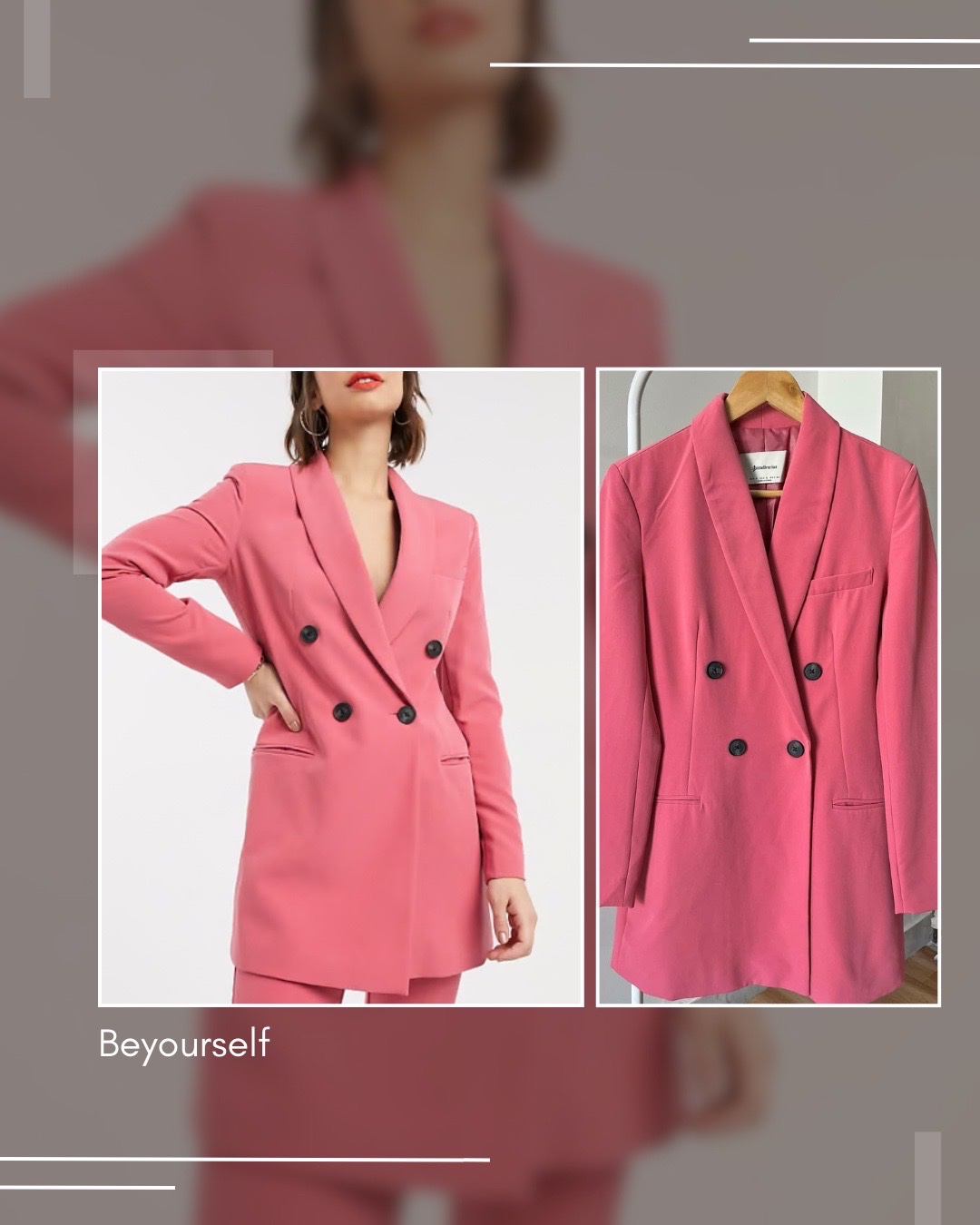 Magnifique Blazer croisé rose Stradivarius