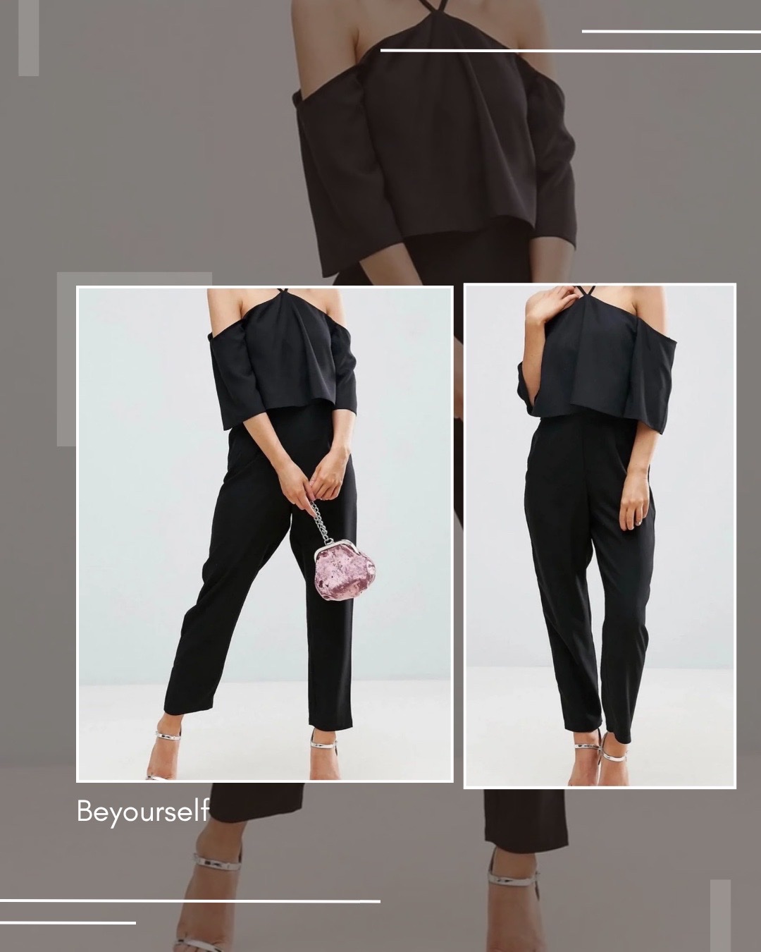 Combinaison pantalon noire chic épaules dénudées ASOS - XXS (EU 30)