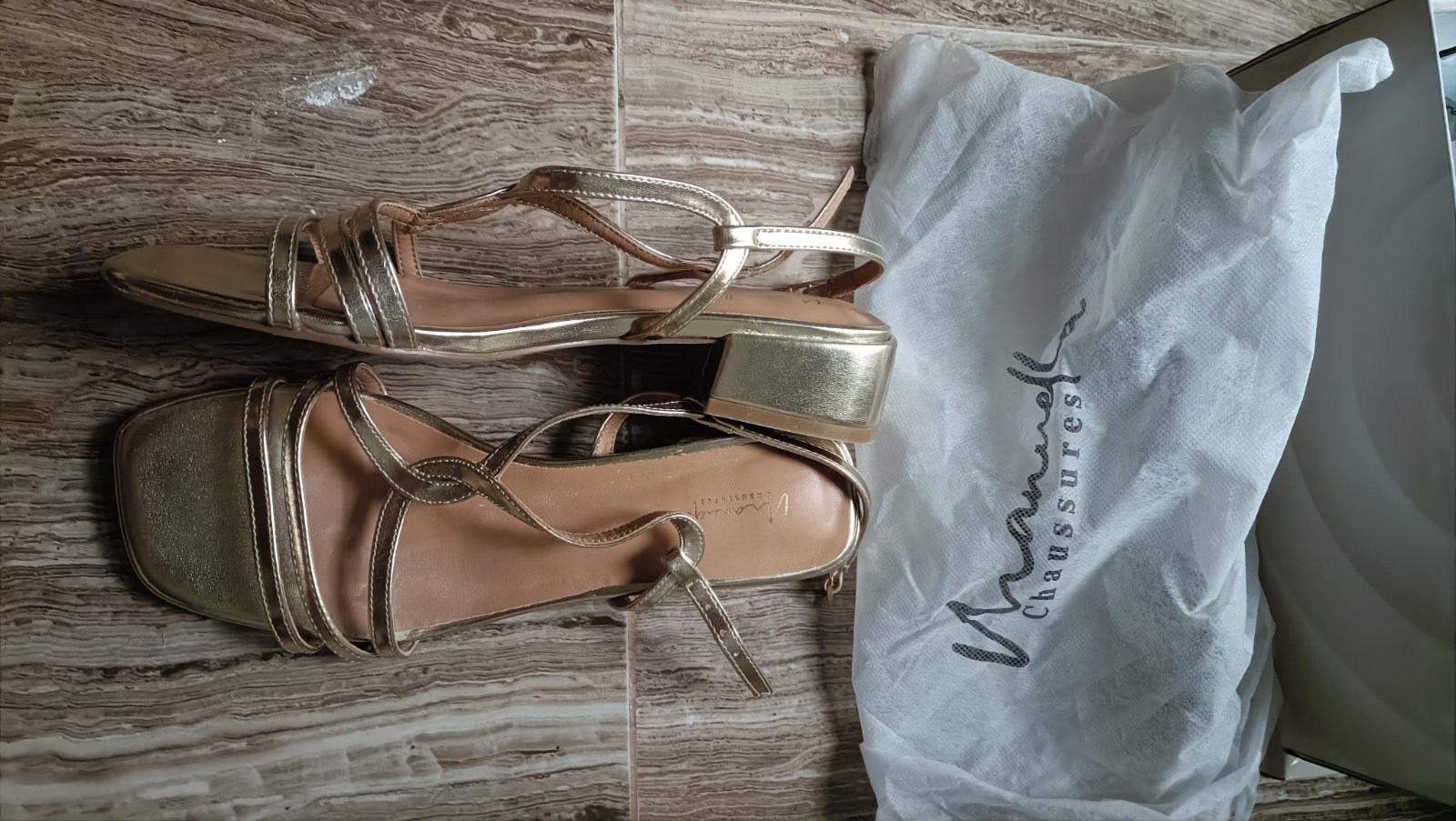 New golden sandales 