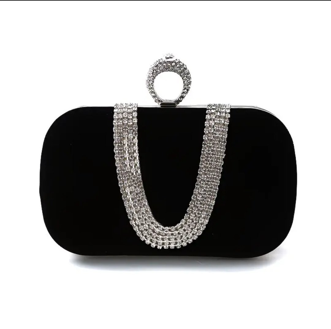 Sac de soirée  avec cadre en strass en bague, idéal pour mariage