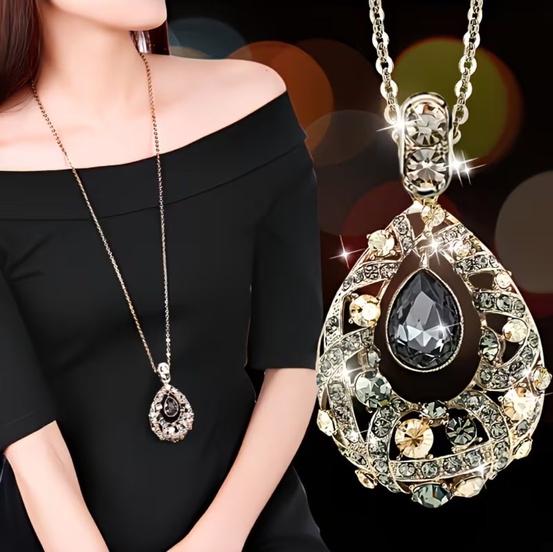 Nouveau bijou tendance : collier long à chaîne de pull en cristal artificiel de tulipe, pendentif pour femme