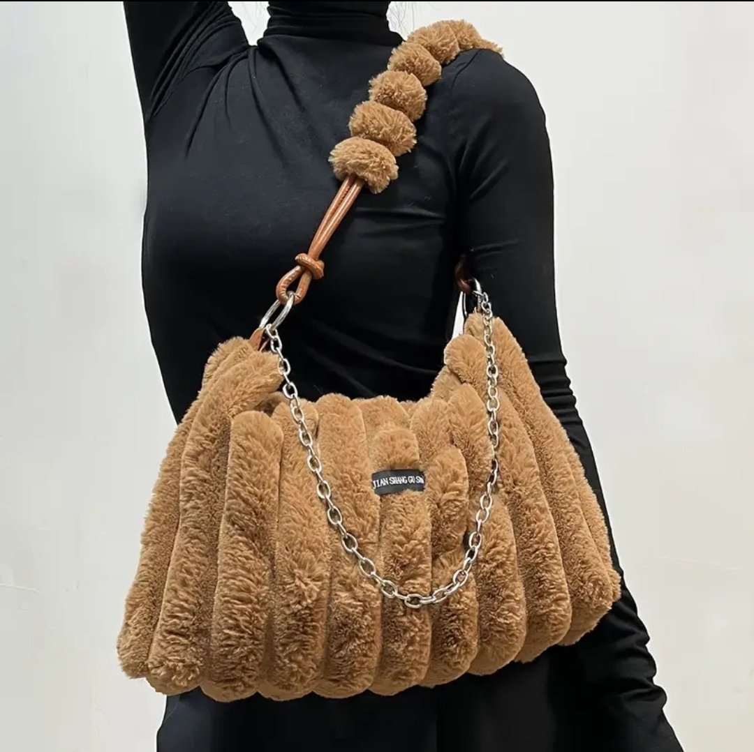 Sac à bandoulière et en bandoulière pour femme 2026, grande capacité, en peluche tie-dye, avec sangle amovible et réglable, fermeture à glissière