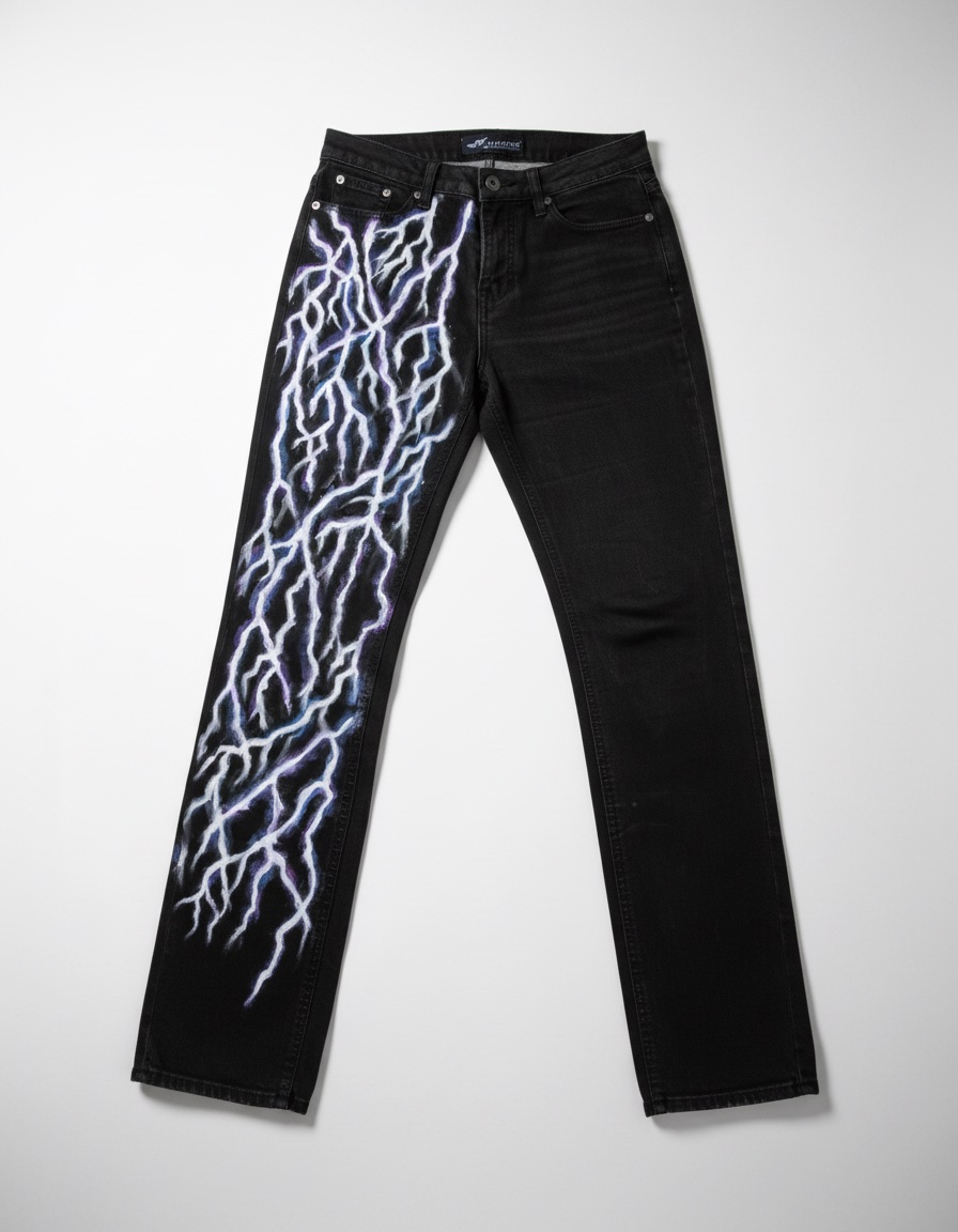 Pantalon en jean noir avec design ⚡️