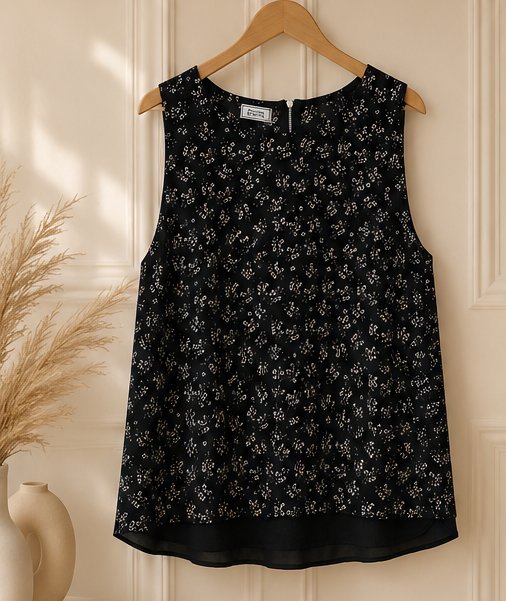 Top fleuri sans manches