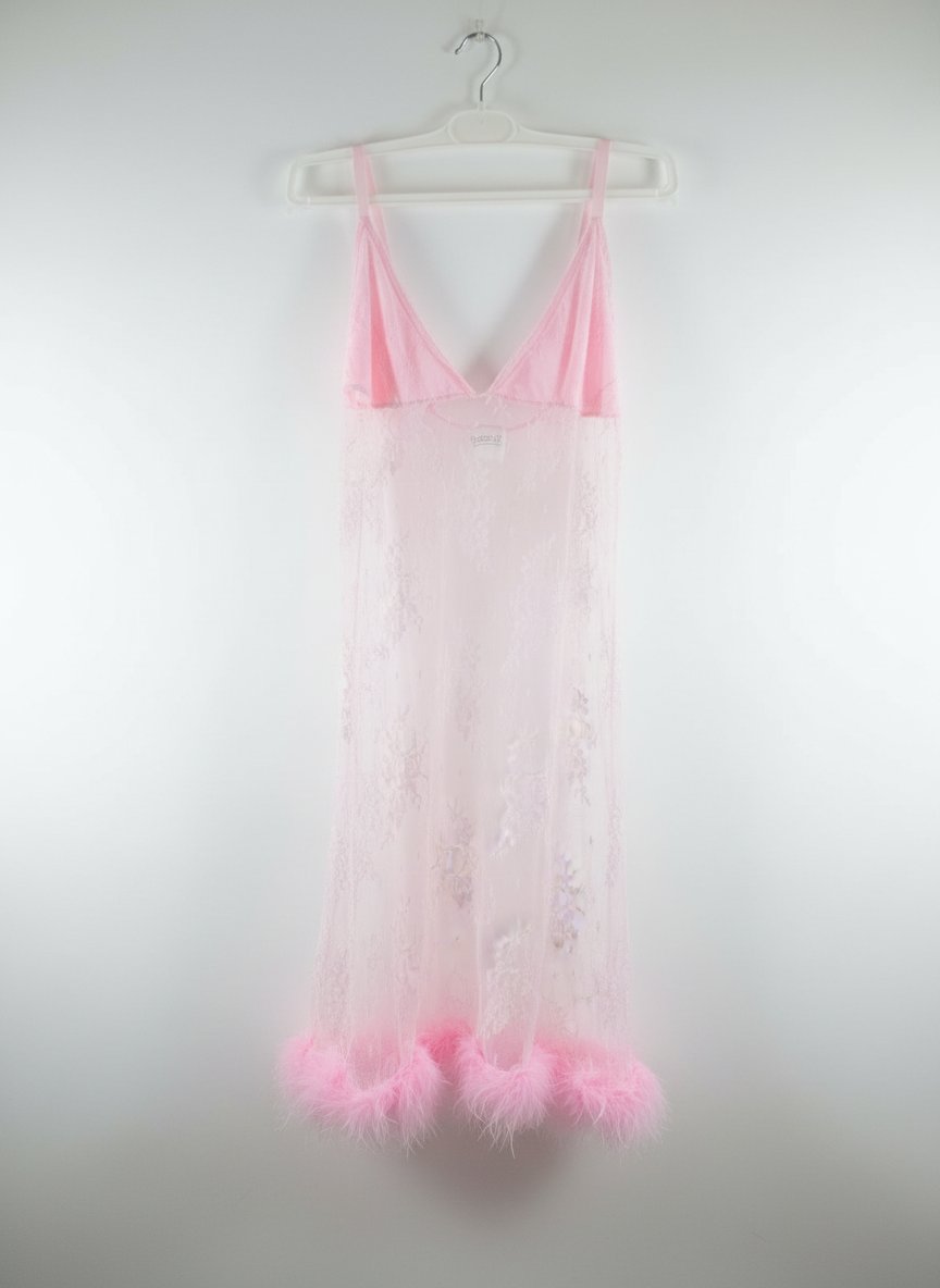 Nuisette dentelle rose bébé avec fourrure 🩷🩷🩷