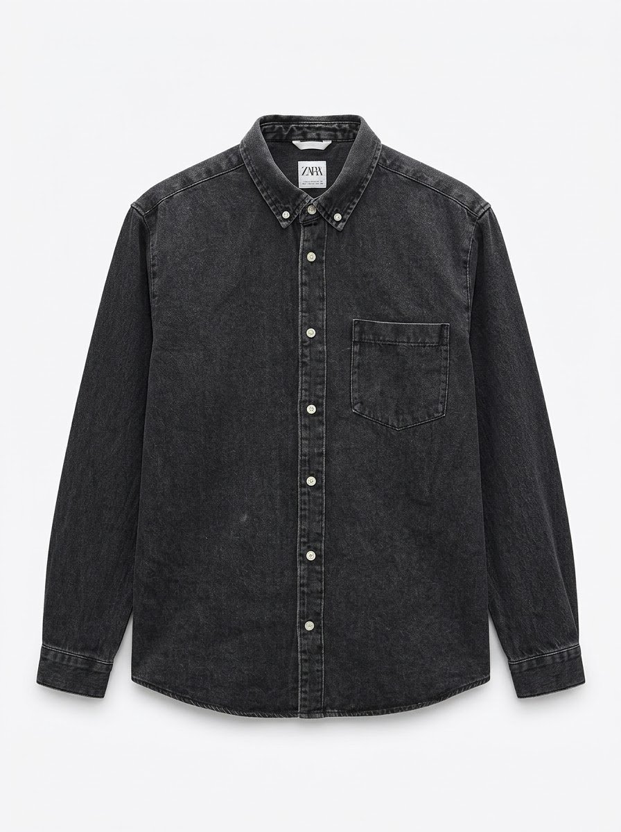 ​👔 CHEMISE EN JEAN ZARA NOIR DÉLAVÉ - TAILLE L 👔