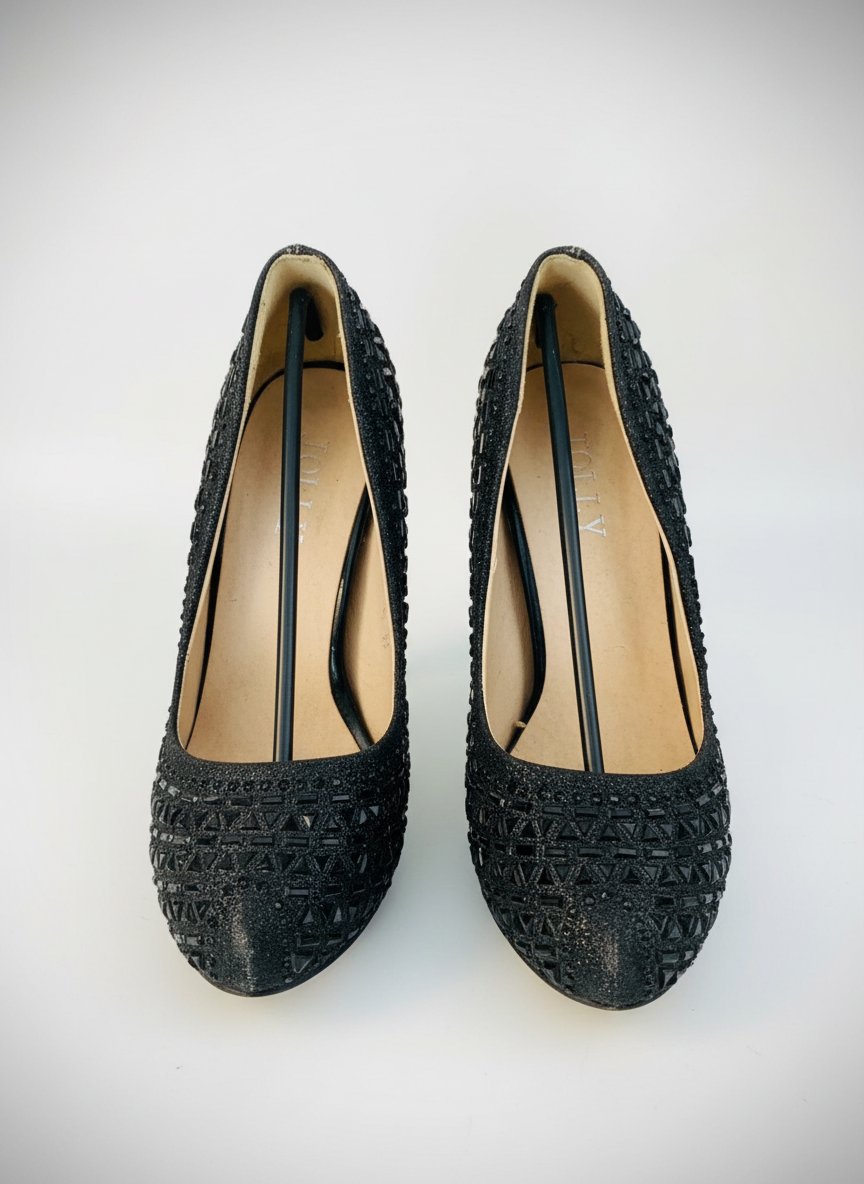 Talons Hauts Noirs Strass & Paillettes