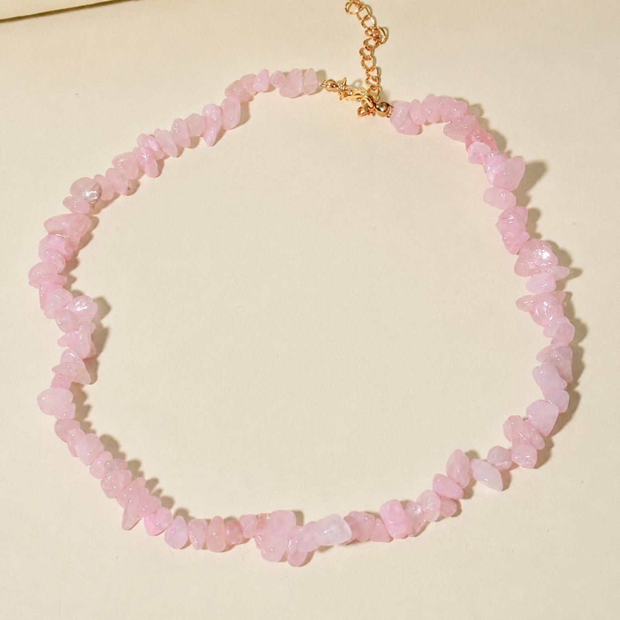 Collier perlé à pierre naturelle quartz rose