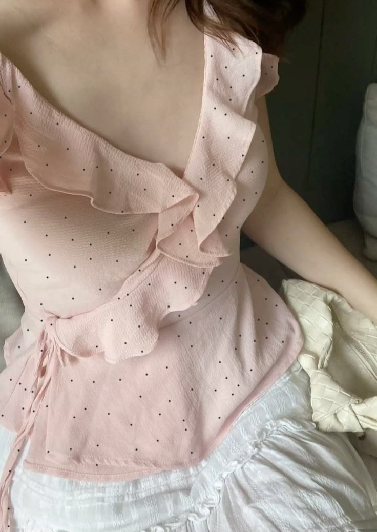 Polka dot top rose poudré (prix négociable)