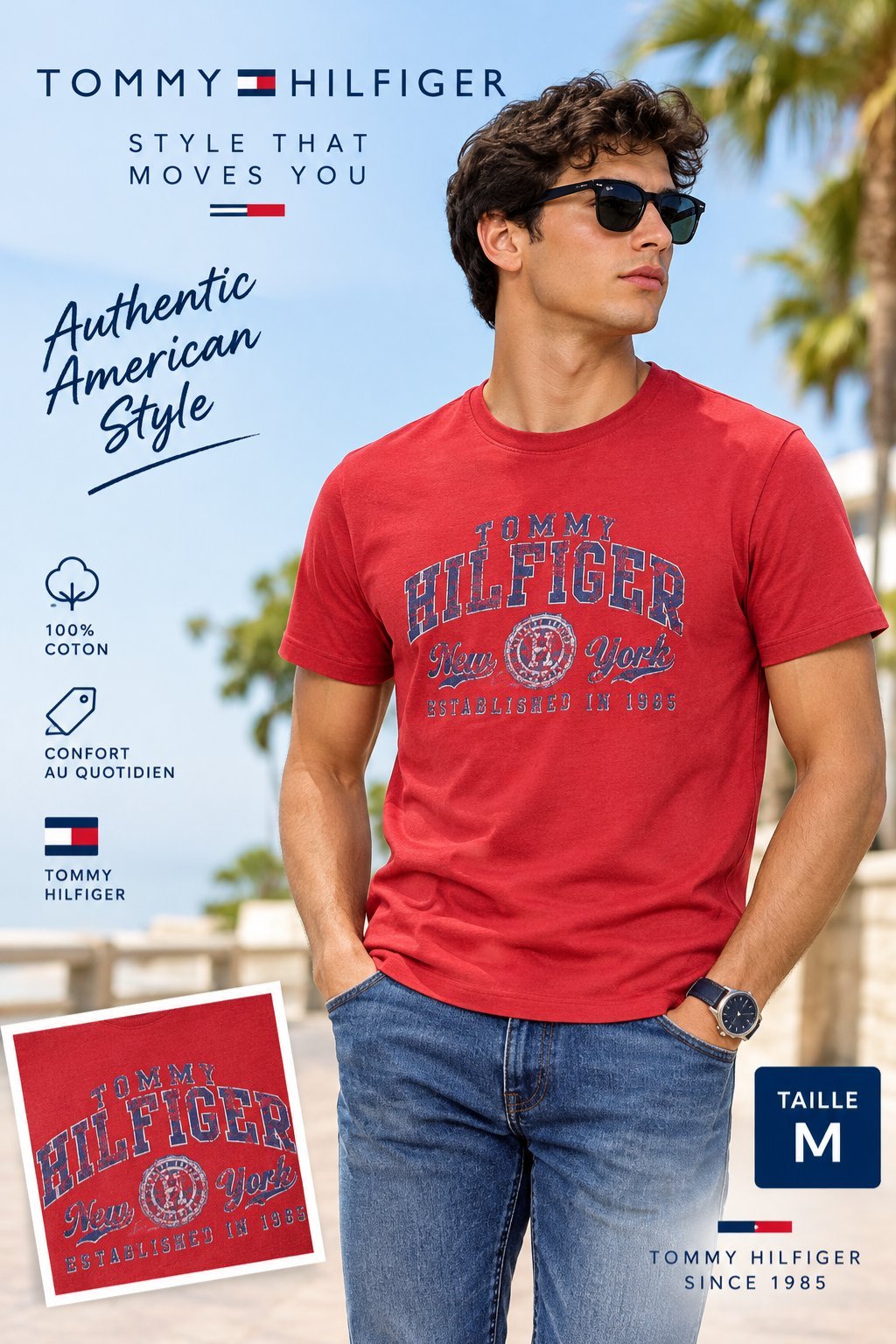 T-shirt rouge pour homme 