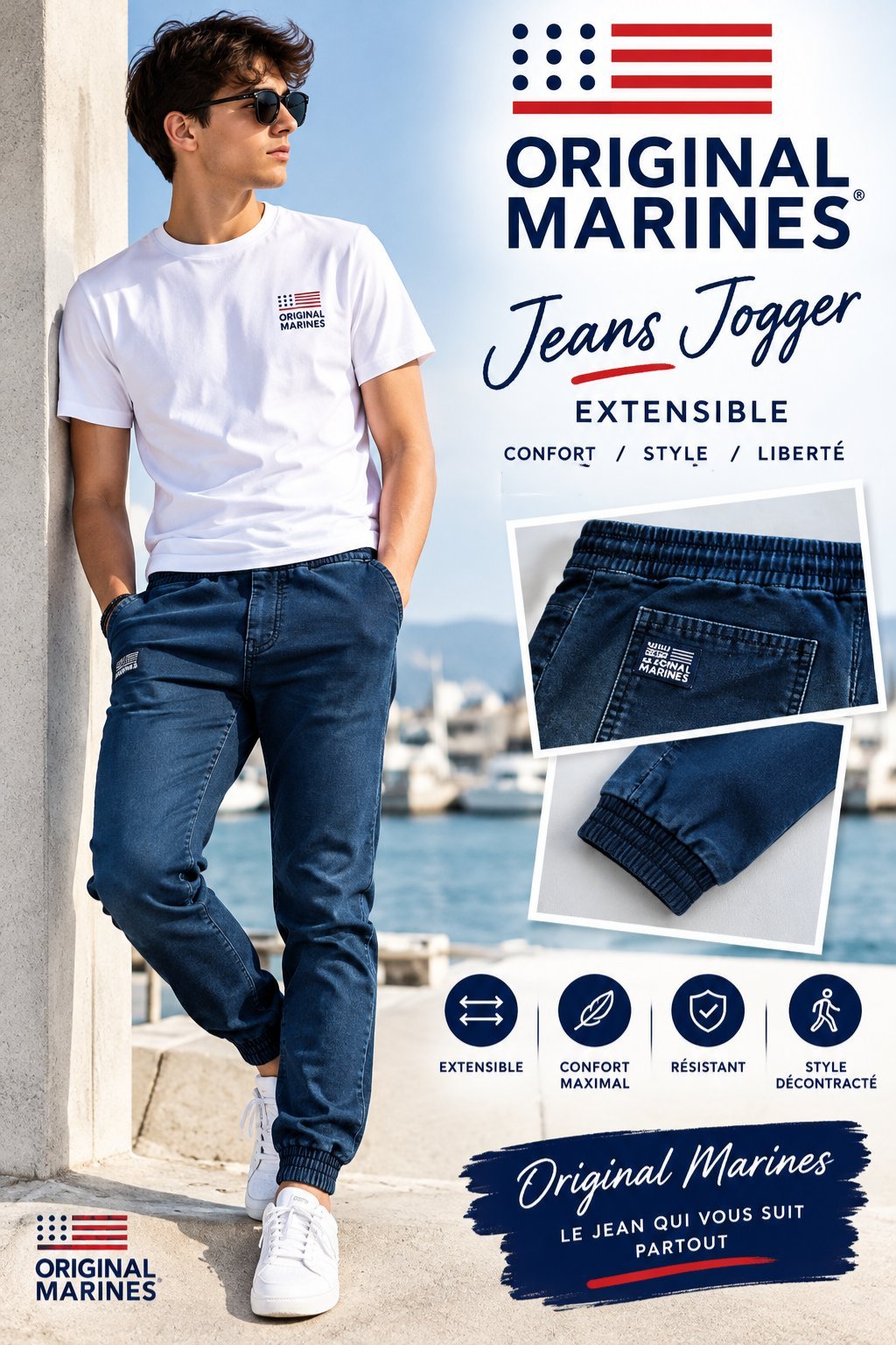 Pantalon jogger en denim.