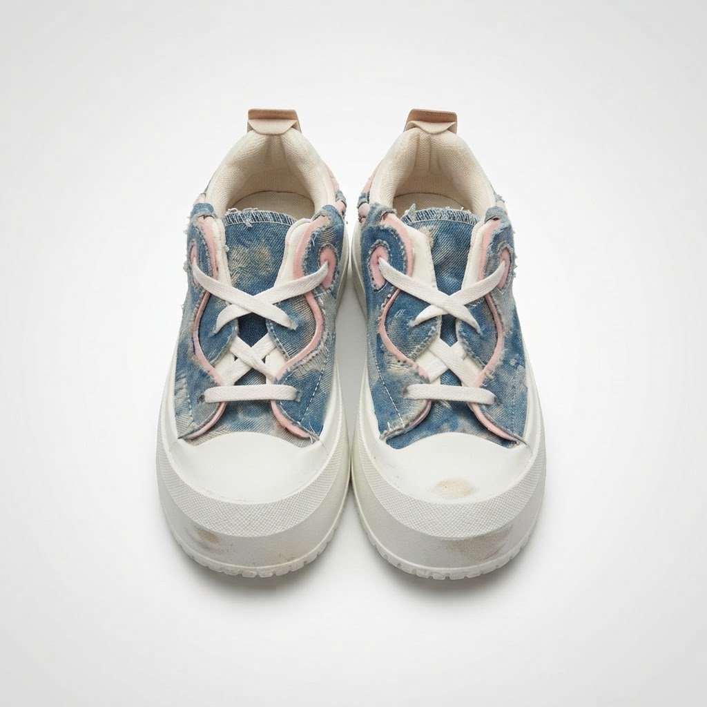 Baskets pour femmes mix rose et jean 