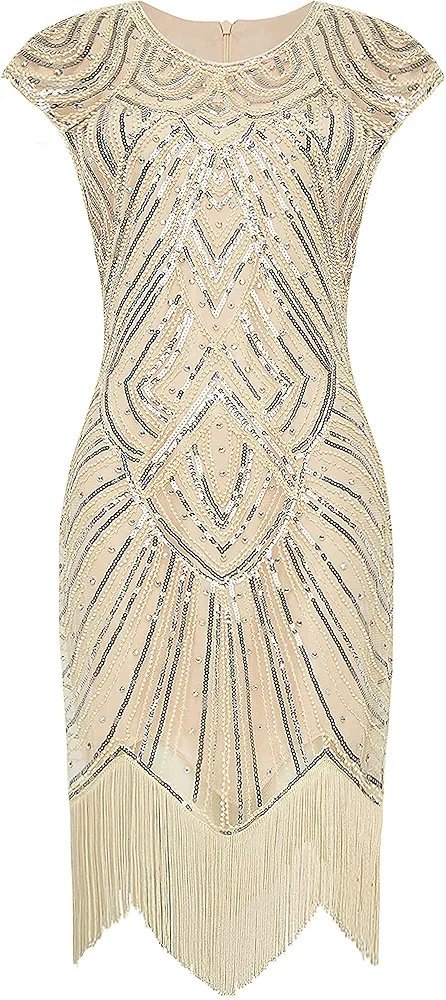 BABEYOND Women's Flapper Dresses 1920s Beaded Fringed Great Gatsby Dress