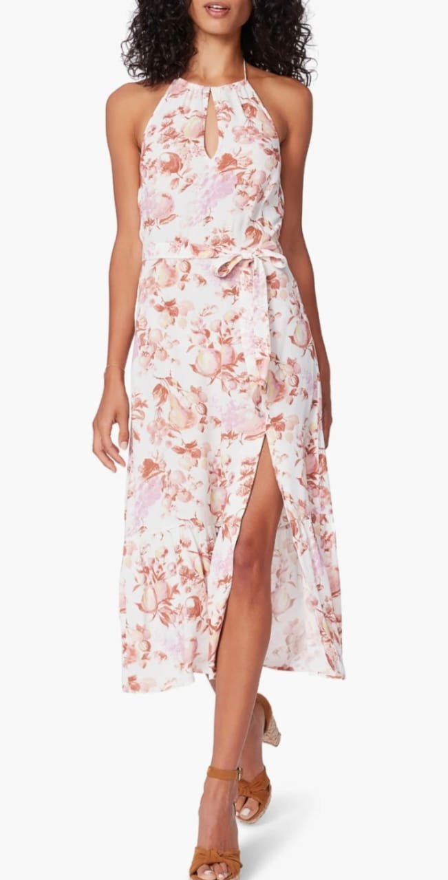 Robe Midi Fleurie – Dos Nu & Col Halter