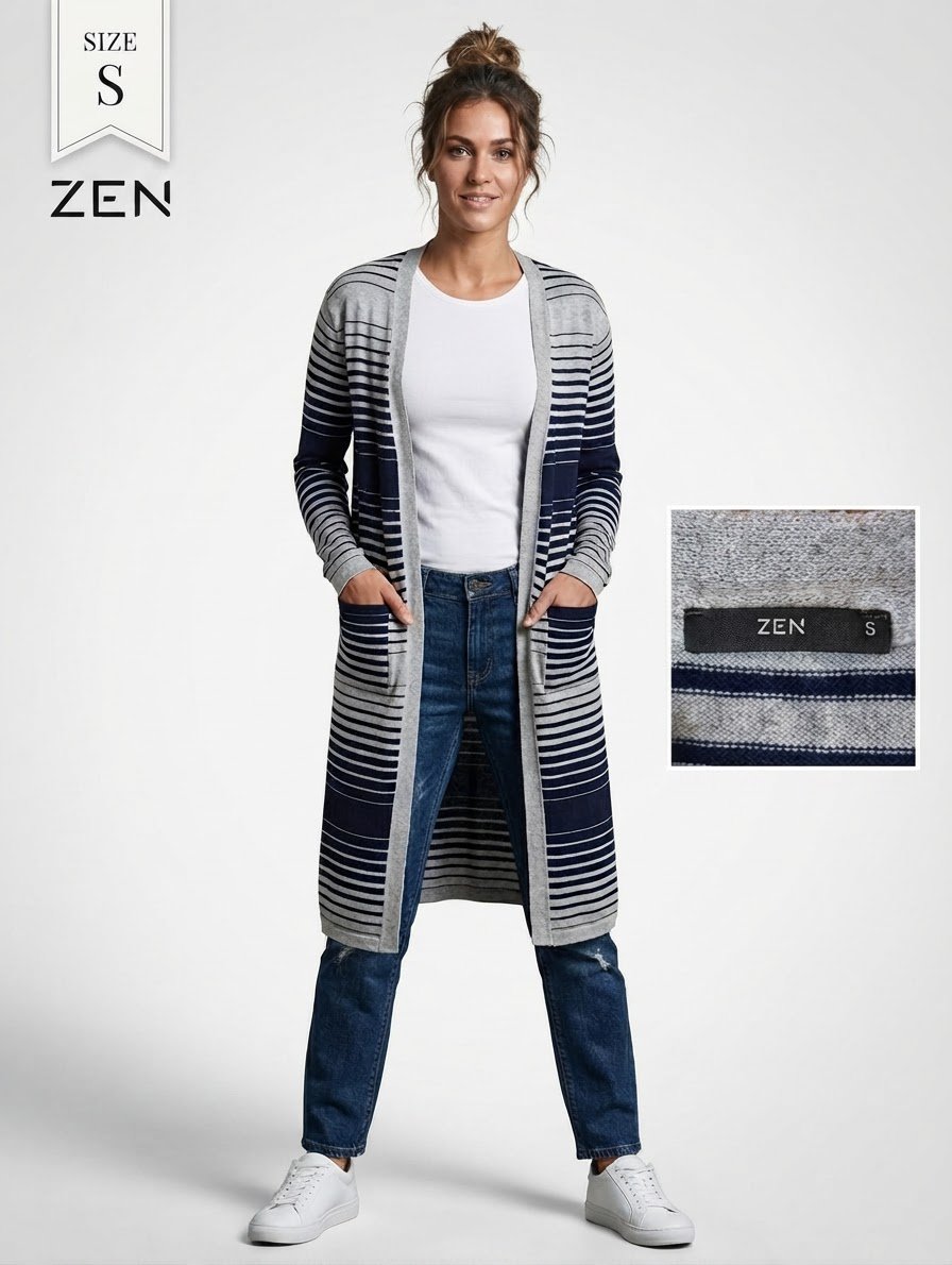 Gilet long rayé marin – ZEN (Taille S)