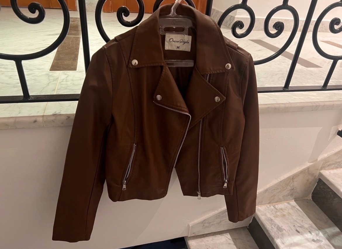 Veste cuir marron