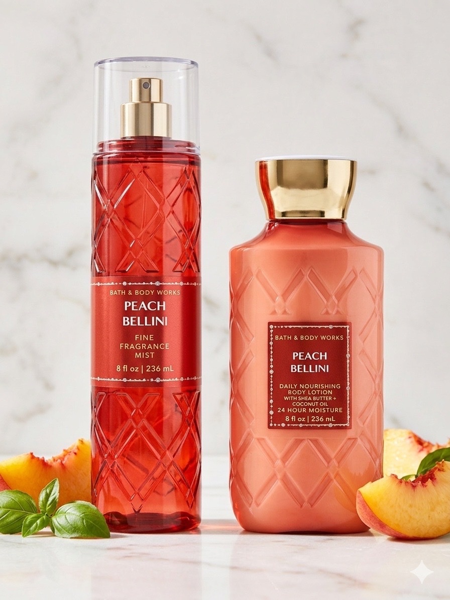 Bath & Body Works "Peach Bellini" 🍑 Brume et lait de corps