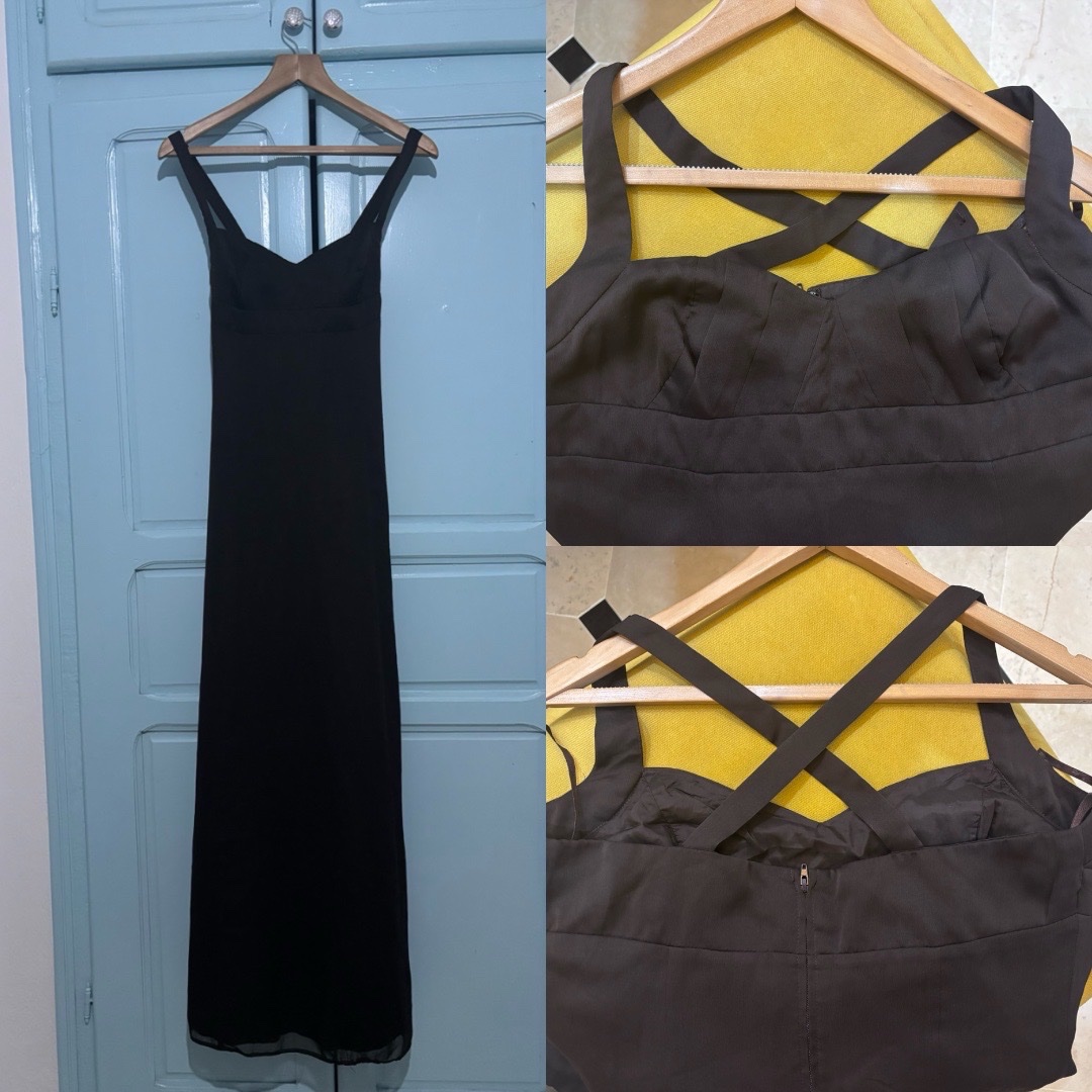 90s Vintage Aesthetic Chocolate Brown Maxi Slip Dress 