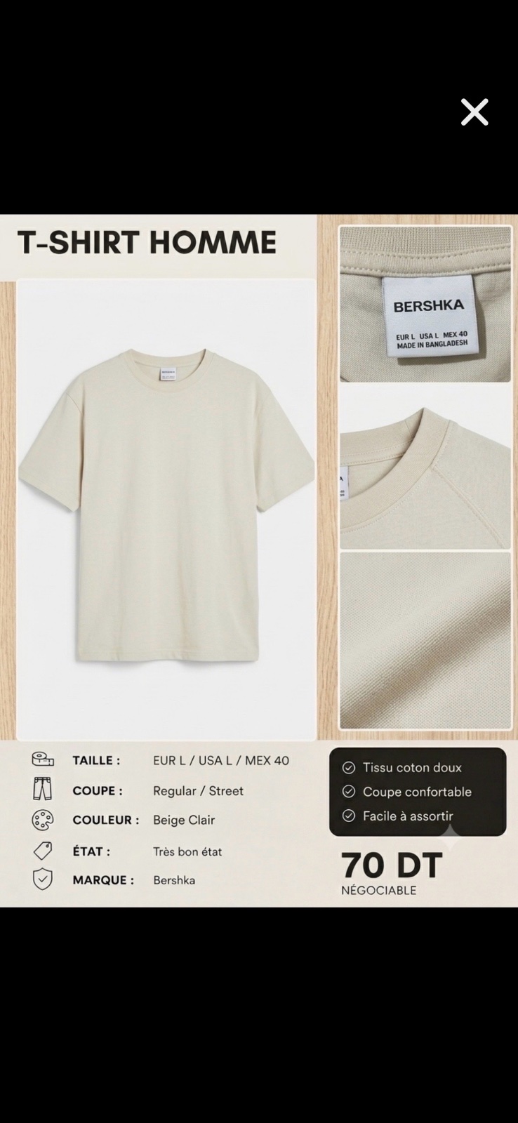 T-shirt bershka for summer taille l-xl
