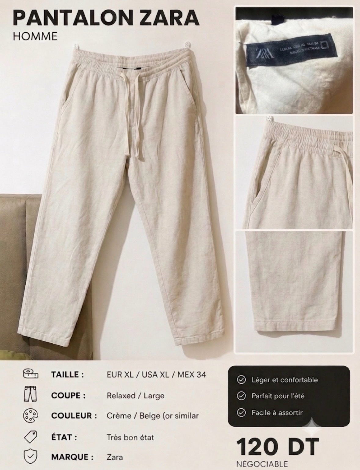 Summer fit : pantalon kamraya zara taille xl