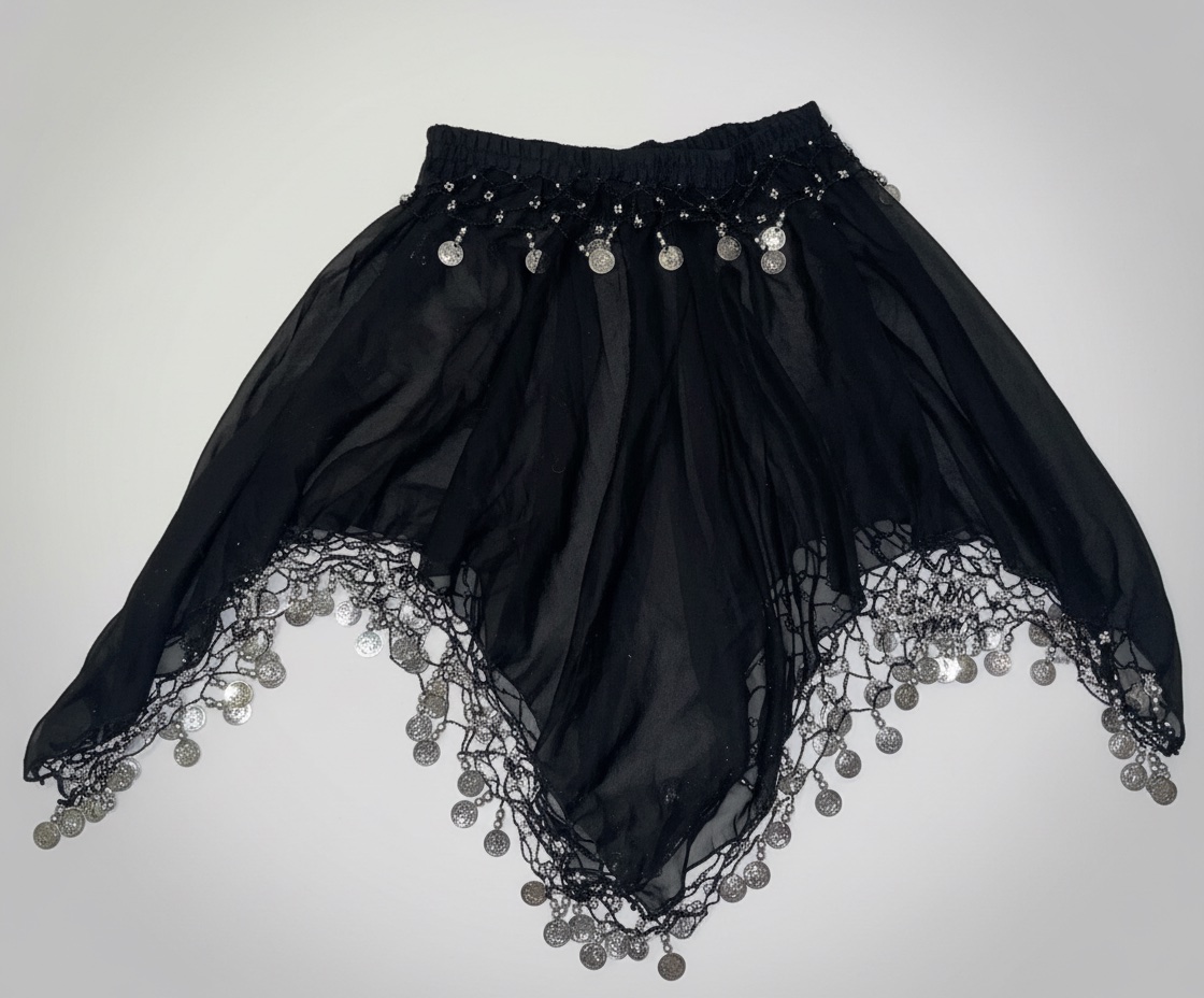 Jupe de dance orientale noire et argent