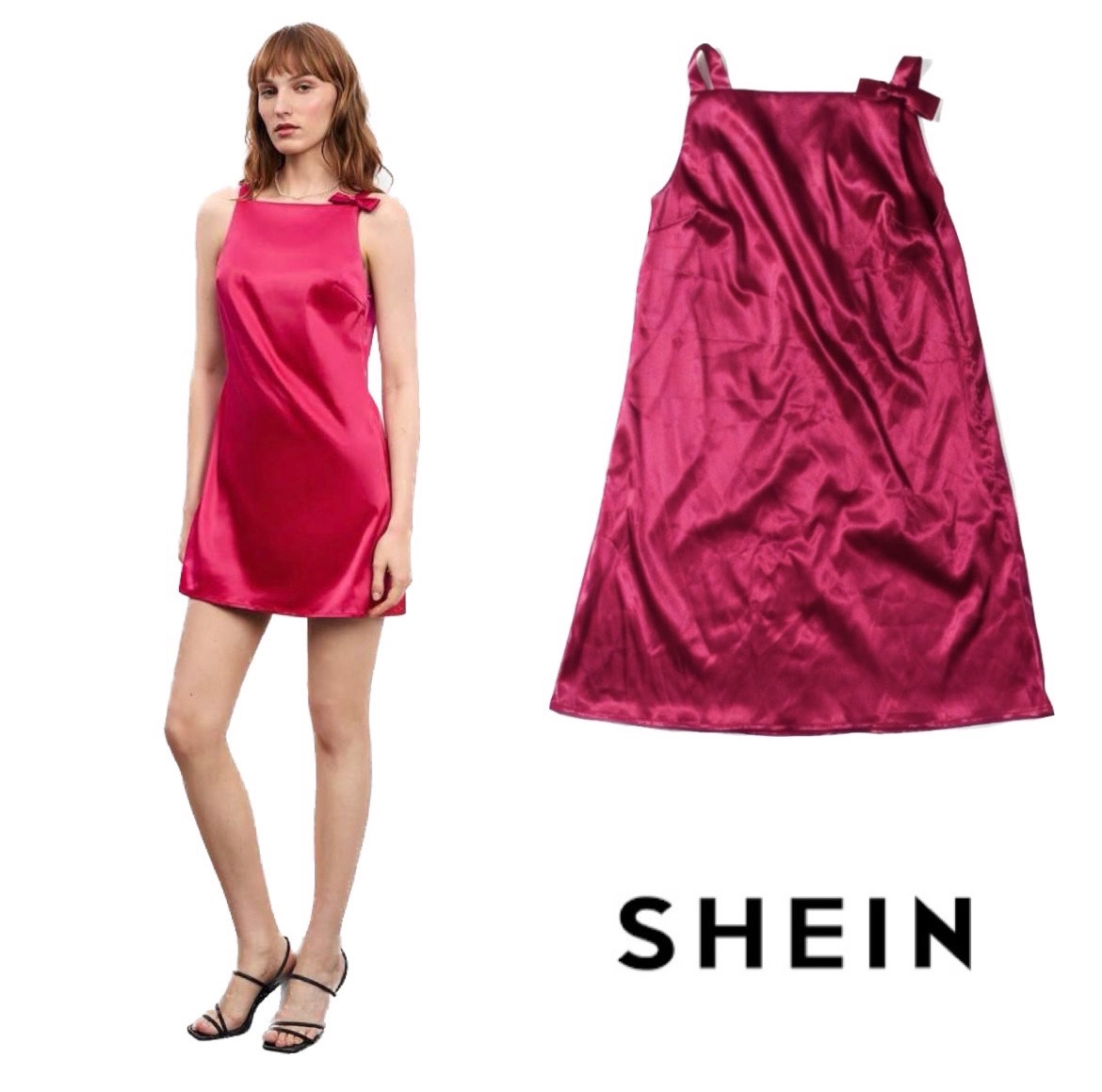 Robe satin rose fushia Shein neuve 😍😍😍😍😍
