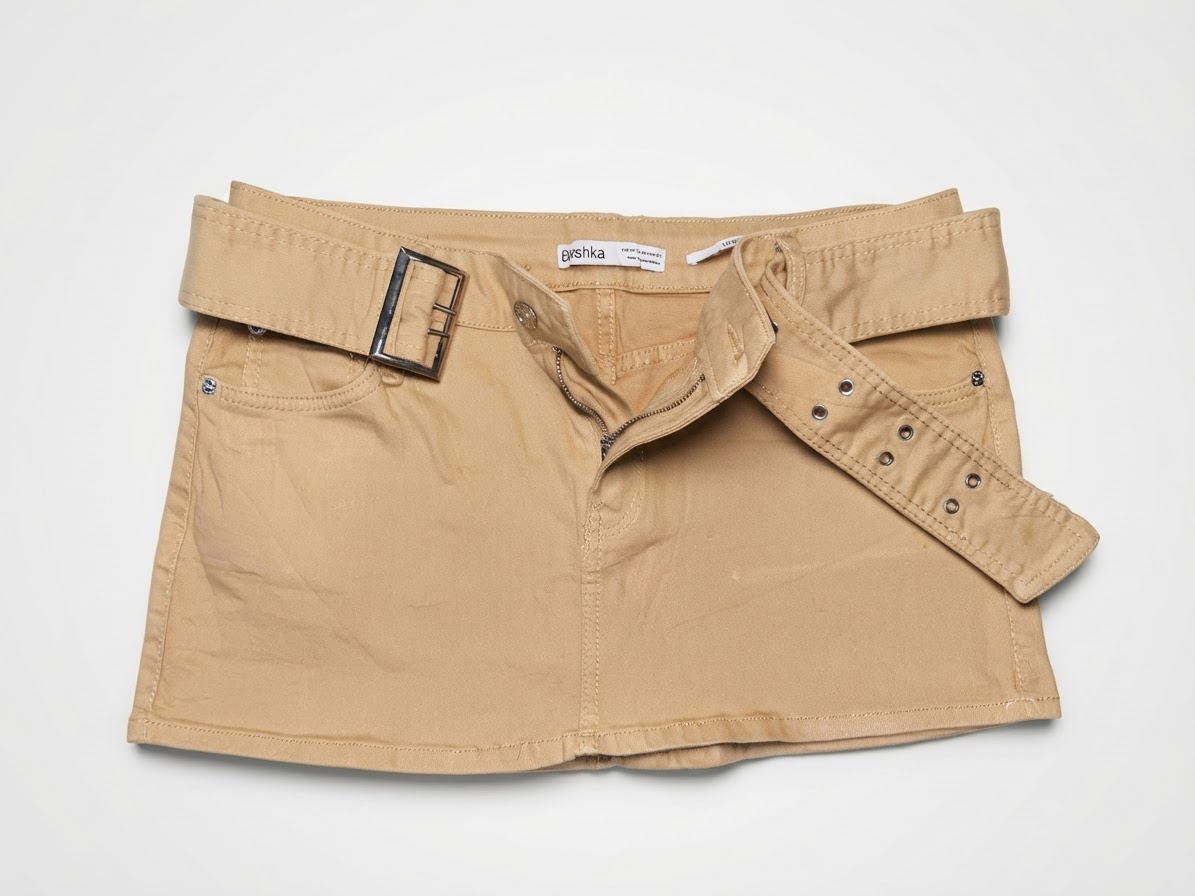 Jupe Bershka camel avec ceinture
