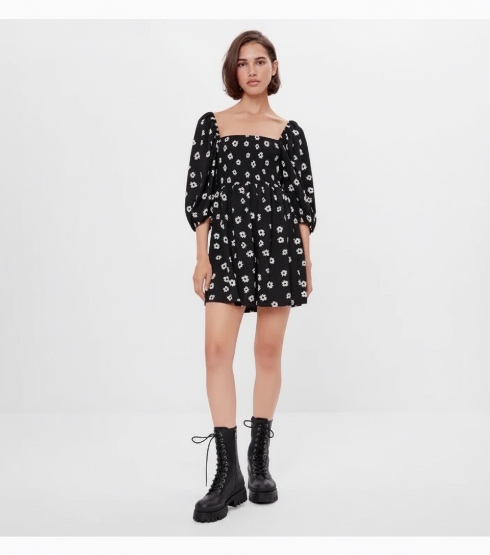 Robe d'été fleurie noir et blanc 🤍🖤