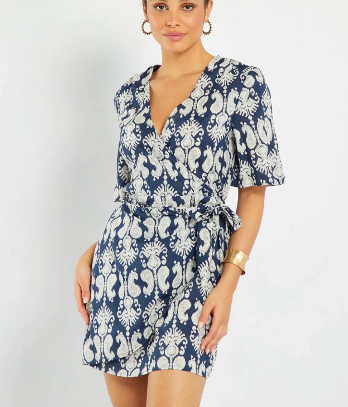 Robe portefeuille imprimé bleu