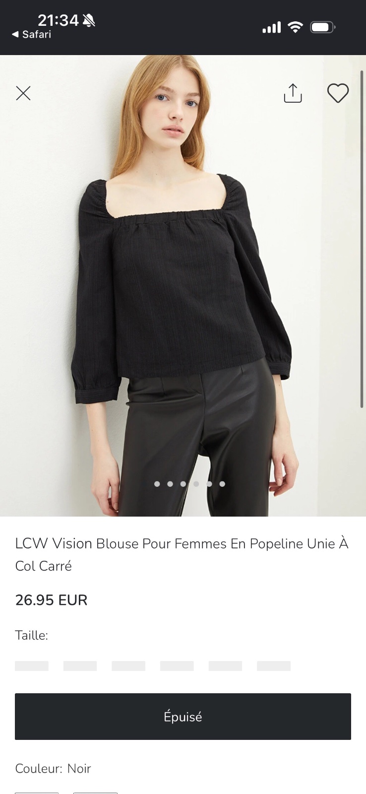 Blouse en popeline à col carré