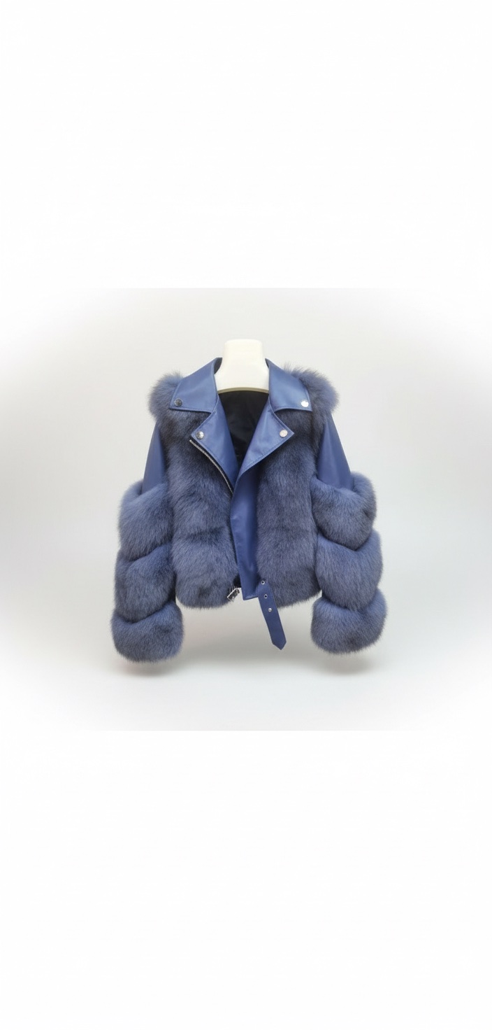 Veste en cuir et forrure de renard