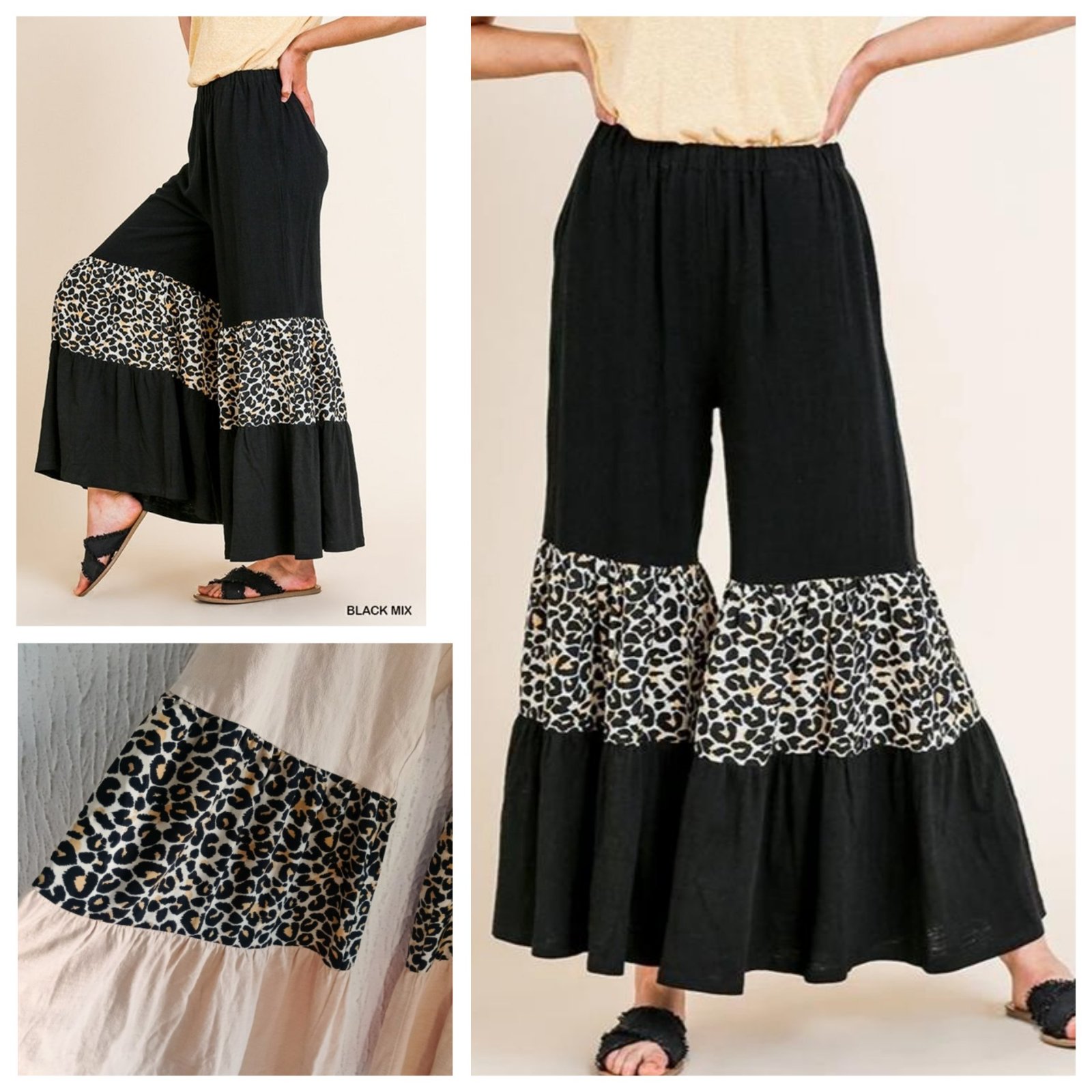 Pantalon de la Umgee léopard à volants 55% coton / 50% lin