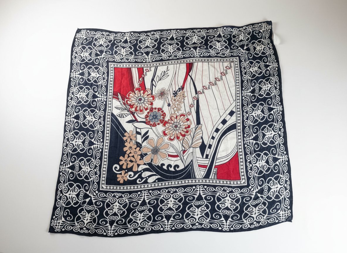 Foulard carré vintage 100% soie de la marque EGON FURSTENBERG italienne 