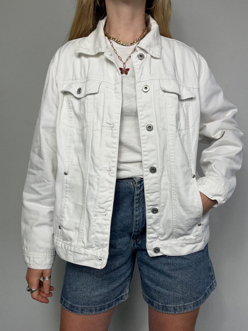 Veste en jean blanche zara 