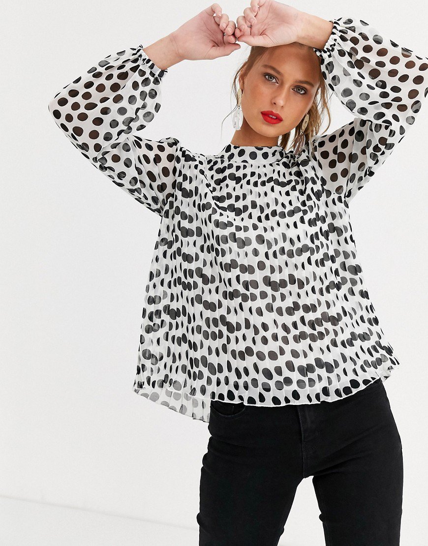 Chemisier River island blanc à pois noirs