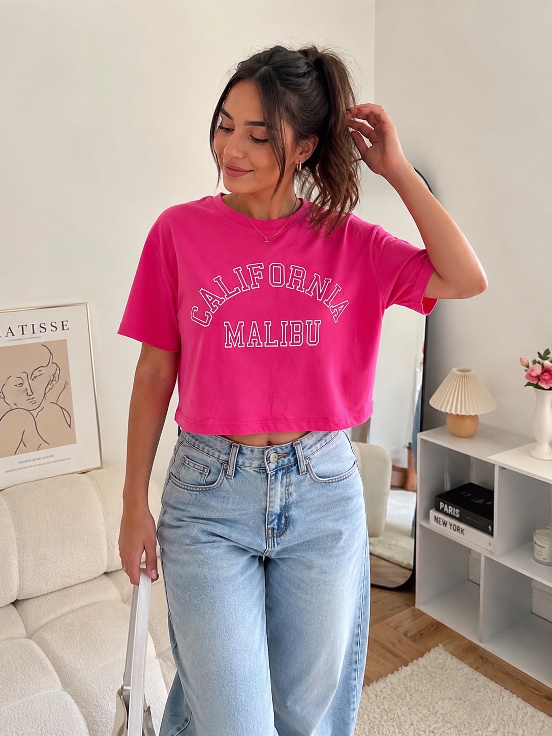 T-shirt rose fuchsia California Malibu
