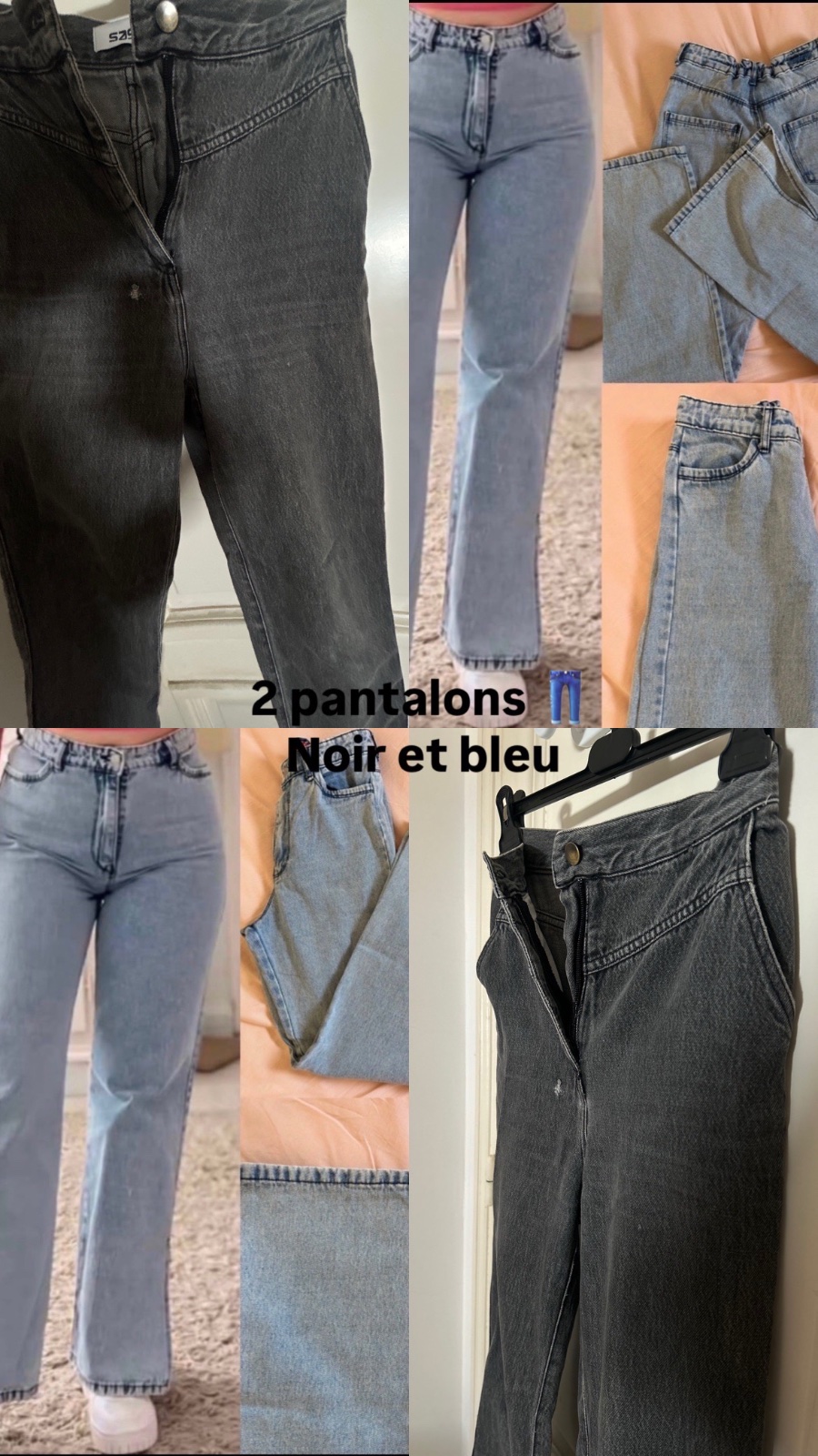 Lot 2 pantalons bleu et noir